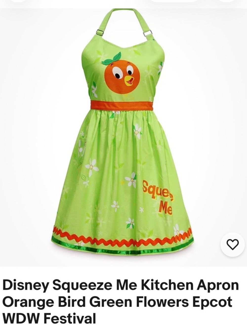 Green 'Squeeze Me' Orange Bird Kitchen Apron